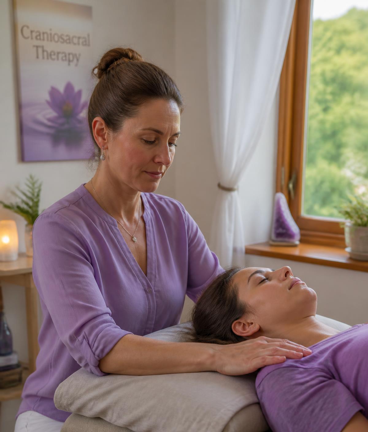 Therapist performing gentle CranioSacral work